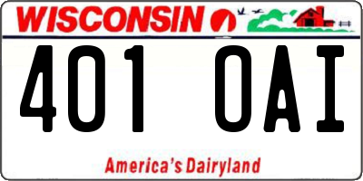 WI license plate 401OAI