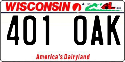WI license plate 401OAK