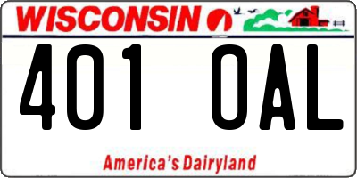WI license plate 401OAL