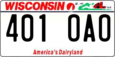 WI license plate 401OAO