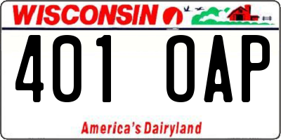 WI license plate 401OAP