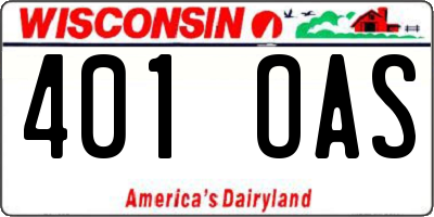 WI license plate 401OAS