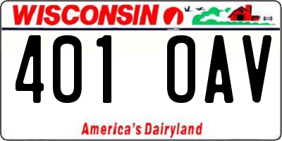 WI license plate 401OAV