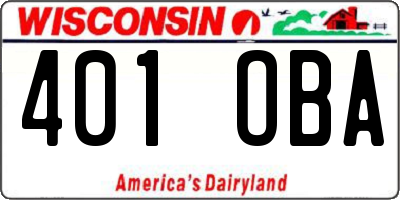 WI license plate 401OBA