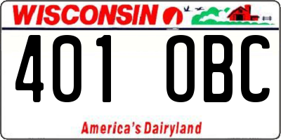 WI license plate 401OBC