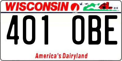 WI license plate 401OBE