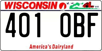 WI license plate 401OBF