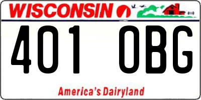 WI license plate 401OBG