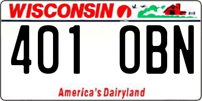 WI license plate 401OBN
