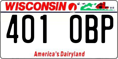 WI license plate 401OBP