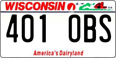 WI license plate 401OBS