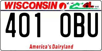 WI license plate 401OBU