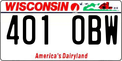 WI license plate 401OBW