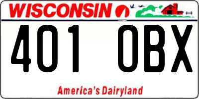 WI license plate 401OBX