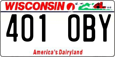 WI license plate 401OBY