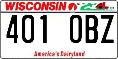 WI license plate 401OBZ