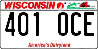 WI license plate 401OCE