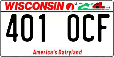 WI license plate 401OCF
