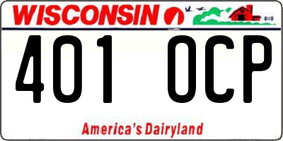 WI license plate 401OCP