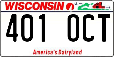 WI license plate 401OCT