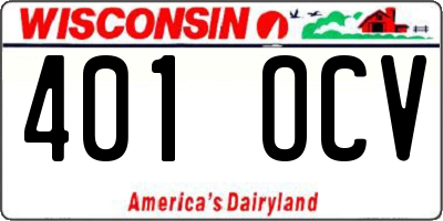 WI license plate 401OCV