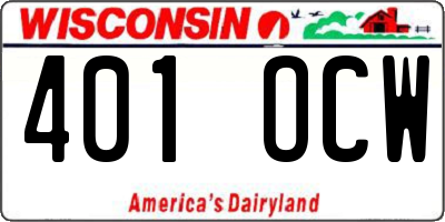 WI license plate 401OCW