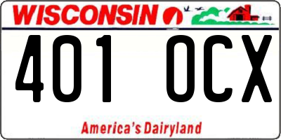 WI license plate 401OCX