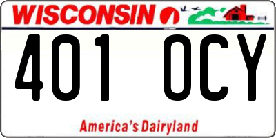 WI license plate 401OCY