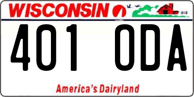 WI license plate 401ODA
