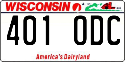 WI license plate 401ODC