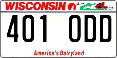 WI license plate 401ODD