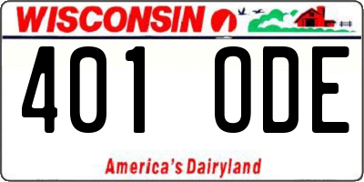 WI license plate 401ODE