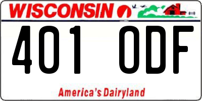 WI license plate 401ODF