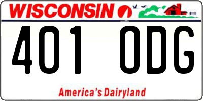 WI license plate 401ODG