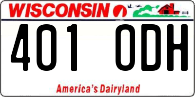 WI license plate 401ODH