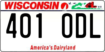WI license plate 401ODL