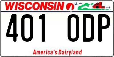 WI license plate 401ODP