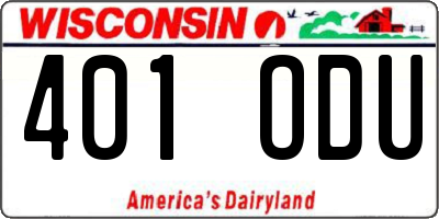 WI license plate 401ODU