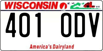 WI license plate 401ODV
