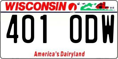 WI license plate 401ODW