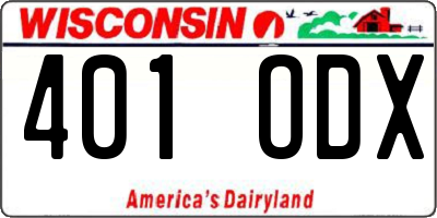 WI license plate 401ODX