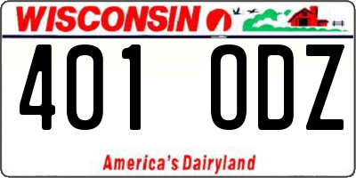 WI license plate 401ODZ
