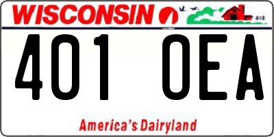 WI license plate 401OEA
