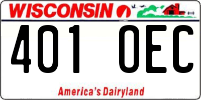 WI license plate 401OEC