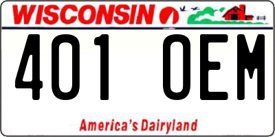 WI license plate 401OEM