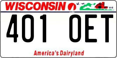 WI license plate 401OET