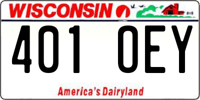 WI license plate 401OEY