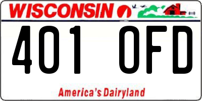 WI license plate 401OFD