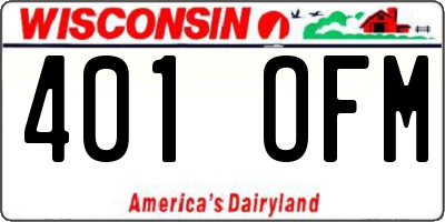 WI license plate 401OFM