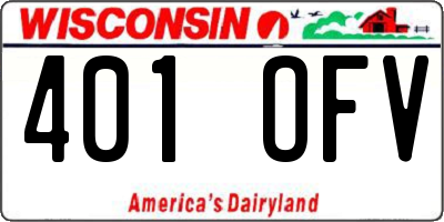 WI license plate 401OFV